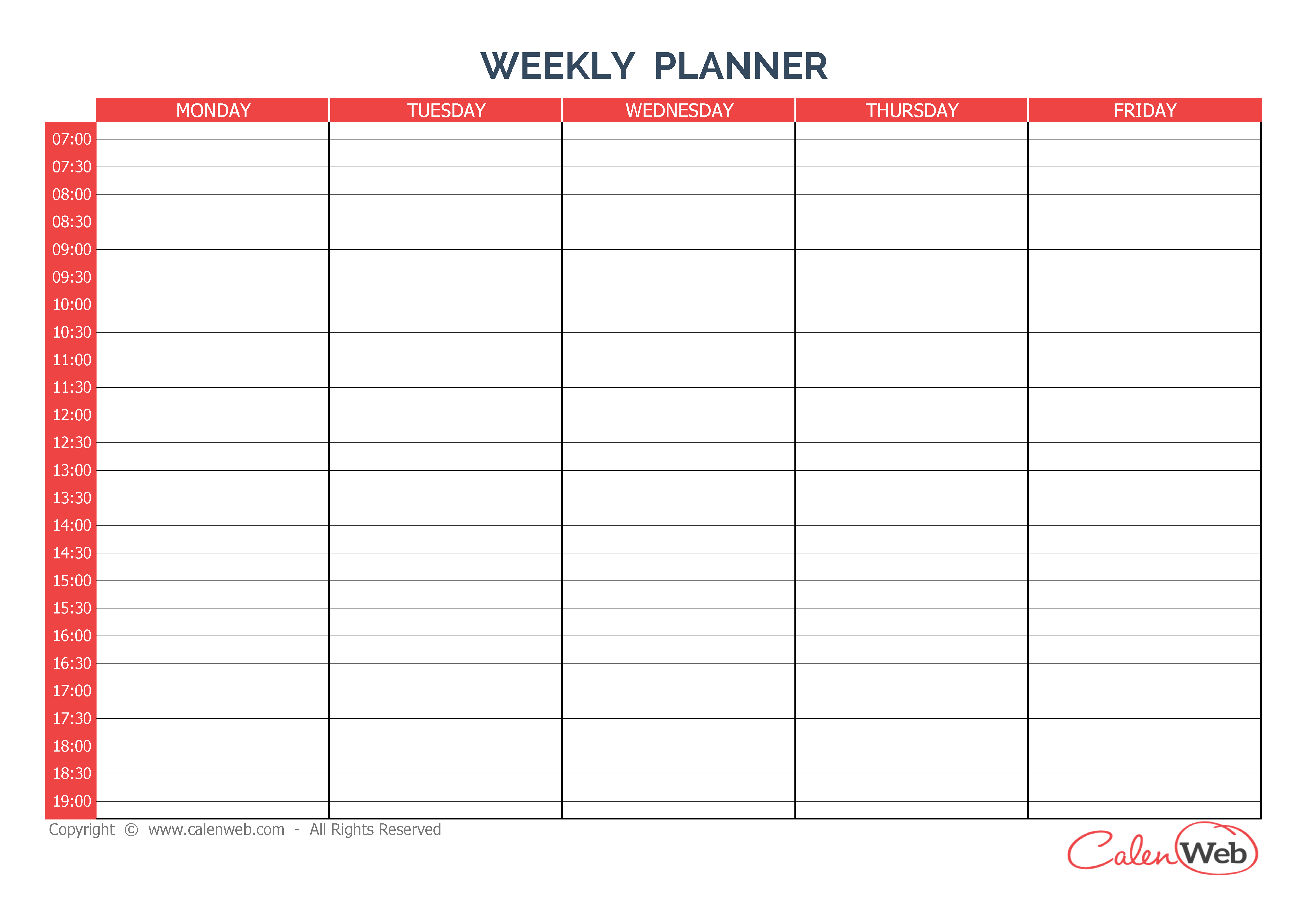 Free Printable 5 Day Weekly Planner Printable