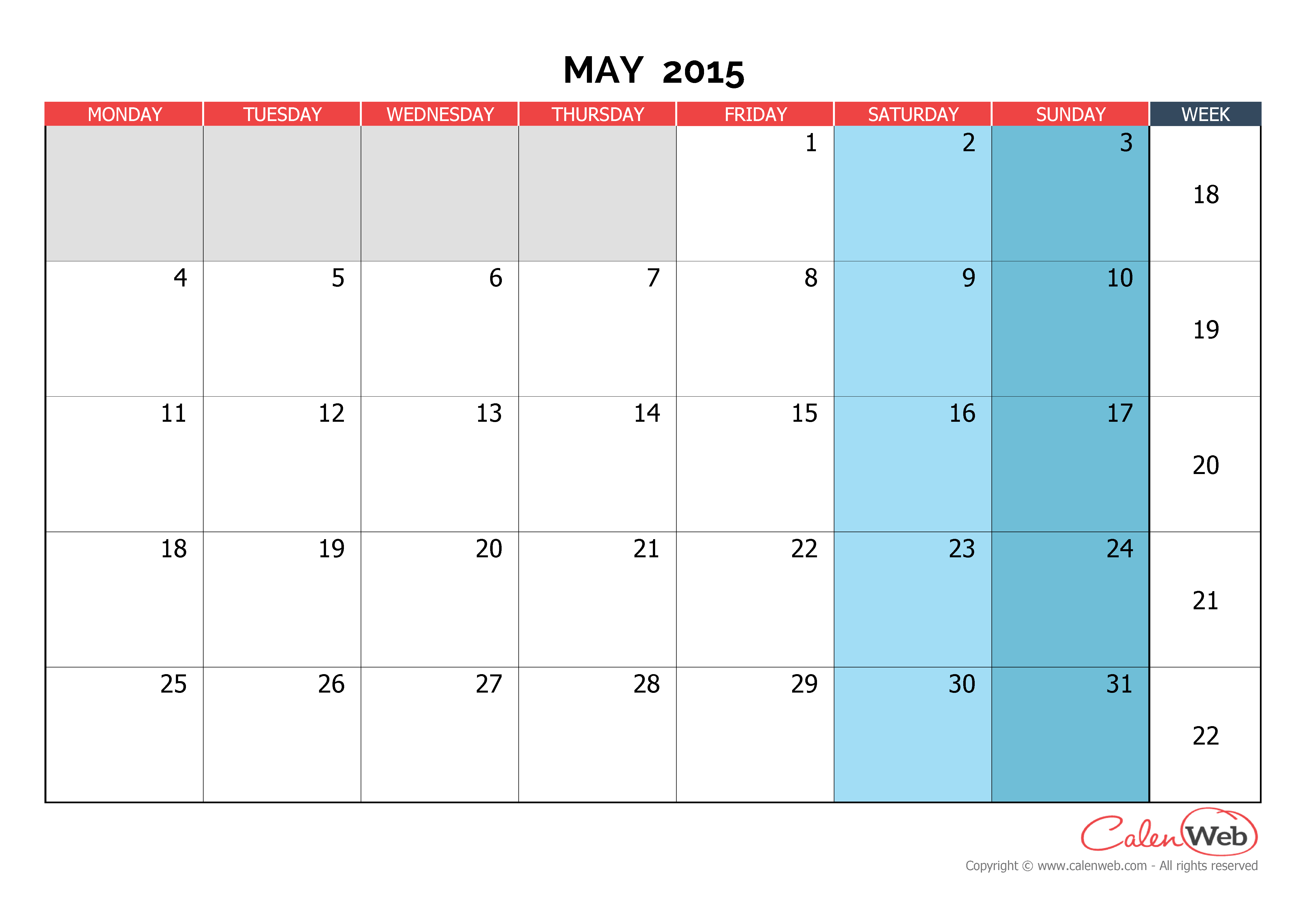 may monthly calendar 2015