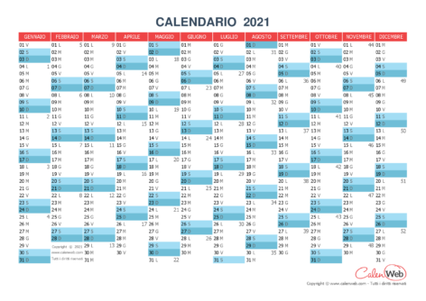 Calendario annuale – Anno 2021 Planner annuale orizzontale 2021