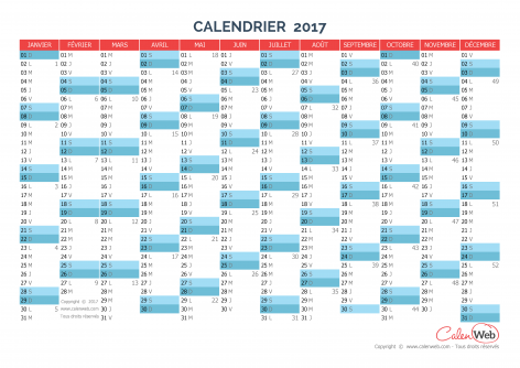 Calendrier annuel – Année 2017 Version vierge